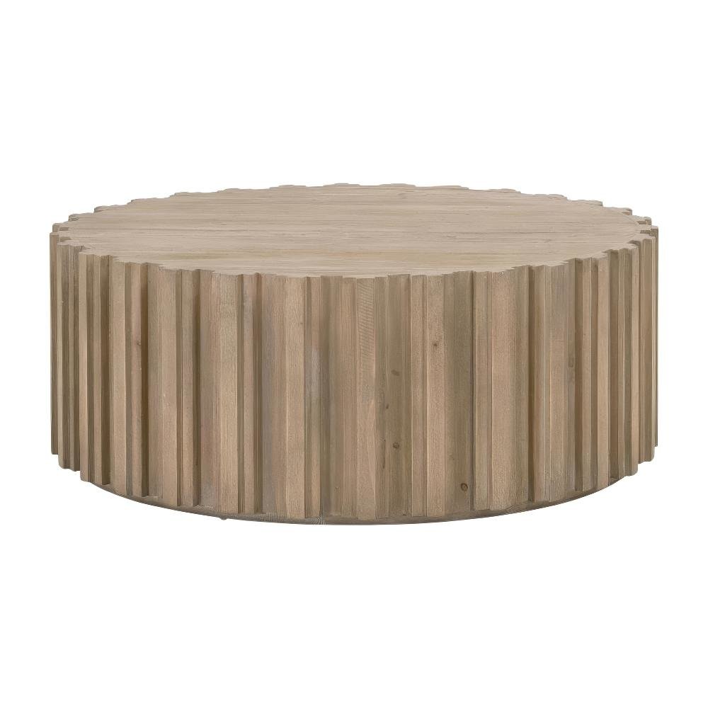 Gray Solid Reclaimed Pine Wood Coffee Table with Smoke Finish and Sturdy Frame