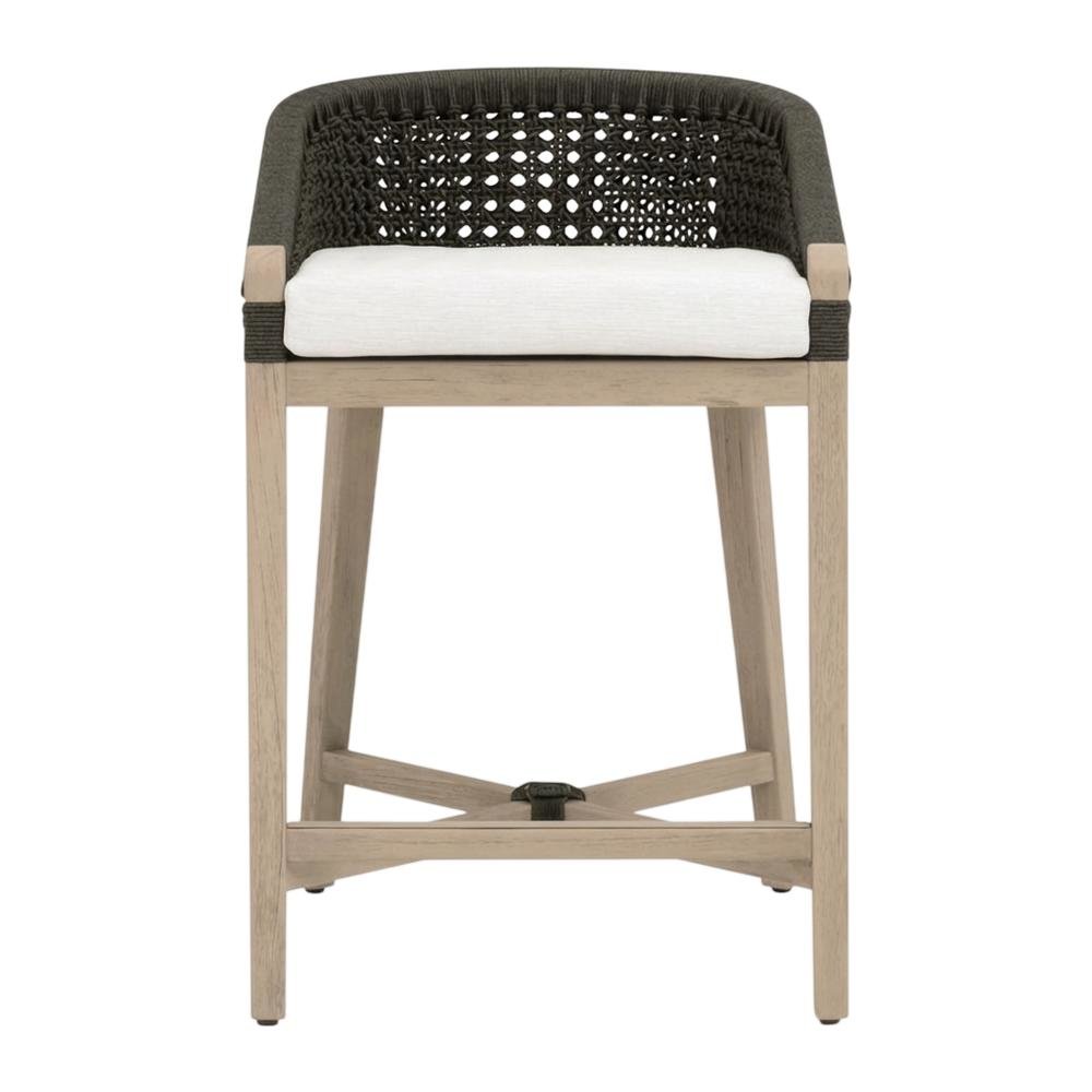 Outdoor Counter Stool With Reversible Cushions And Solid Teak Frame