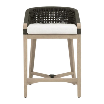 Outdoor Counter Stool With Reversible Cushions And Solid Teak Frame