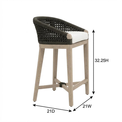 Outdoor Counter Stool With Reversible Cushions And Solid Teak Frame