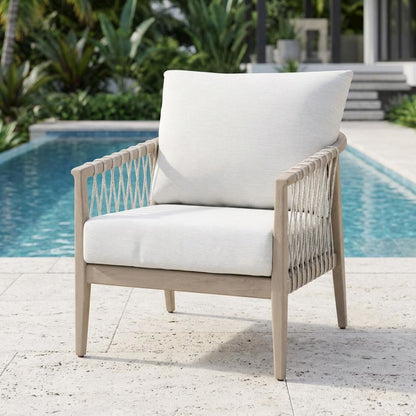 Transitional Pacific Outdoor Club Chair With Reversible Removable Cushion