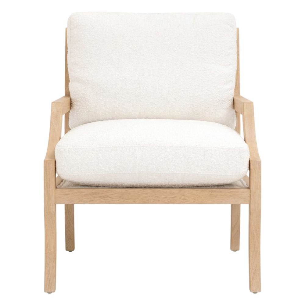 Transitional Outdoor Club Chair with Removable Boucle Snow Cushion, Solid Frame