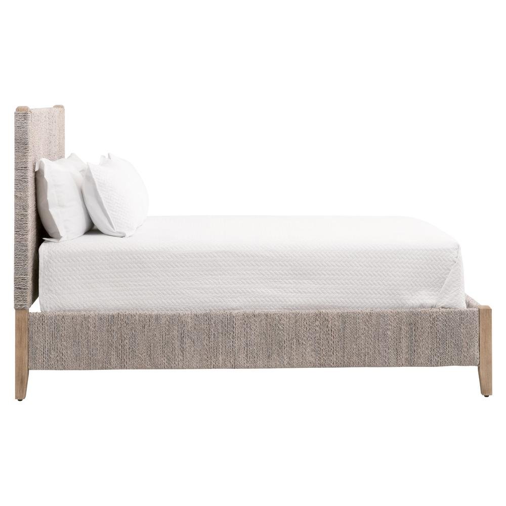 Gray King Size Bed Frame – Wood Platform Bed with Modern Design Finish