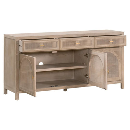 Gray Wood Buffet Cabinet – Bar Cabinet with Storage and Sideboard Design