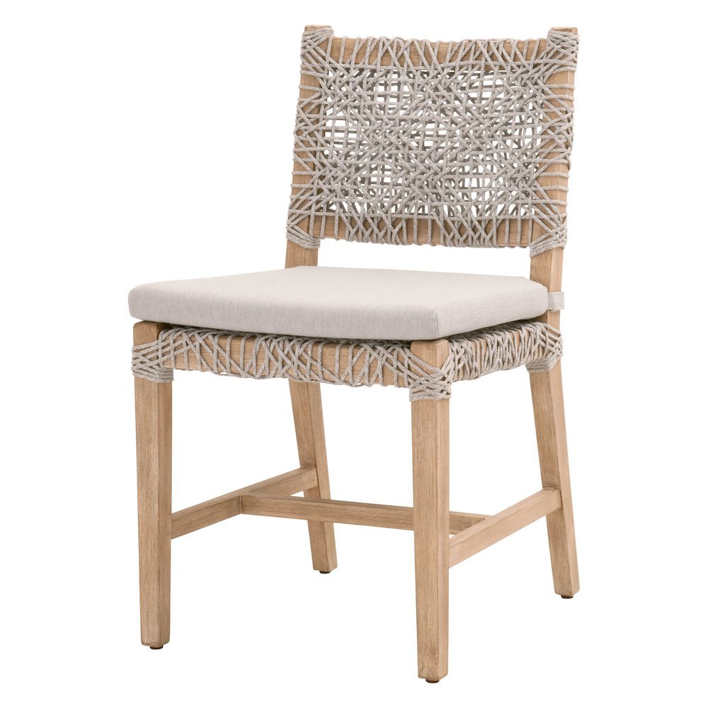 White Dining Chair 2-Piece Set, Solid Mahogany, Rope Design