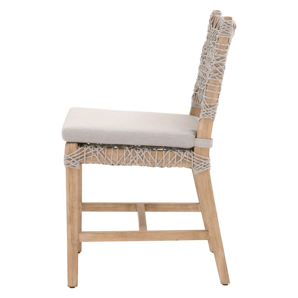 White Dining Chair 2-Piece Set, Solid Mahogany, Rope Design