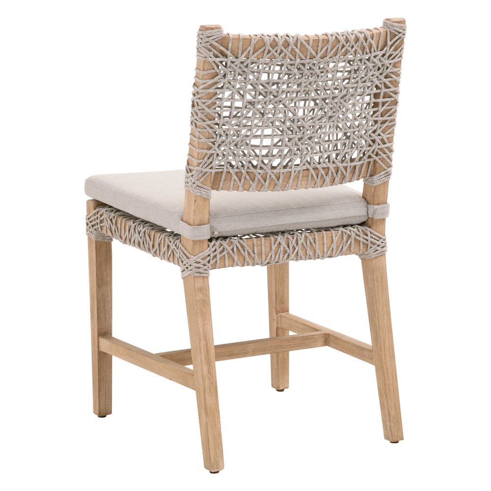 White Dining Chair 2-Piece Set, Solid Mahogany, Rope Design