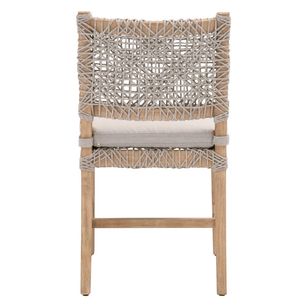 White Dining Chair 2-Piece Set, Solid Mahogany, Rope Design