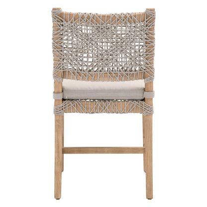White Dining Chair 2-Piece Set, Solid Mahogany, Rope Design