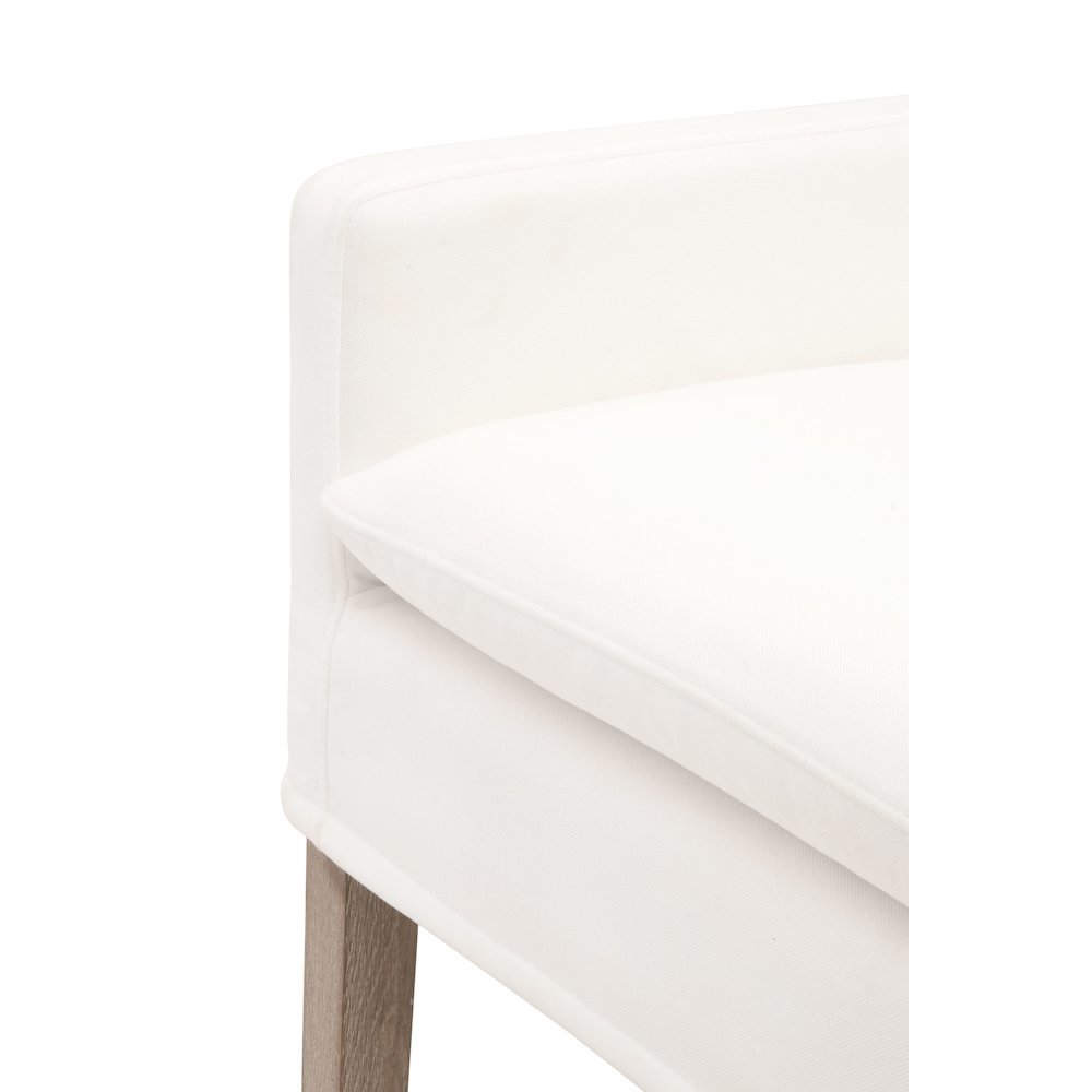 White Counter Stool, Solid Oak Base, Removable Slipcover