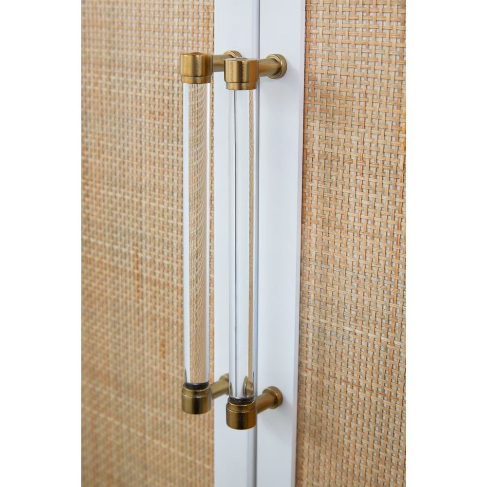 White Buffet Cabinet with Storage – Rattan Sideboard Cabinet for Bar Use