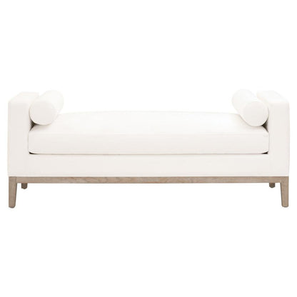 White Boucle Upholstered Bench for King Bed – Bedroom Bench