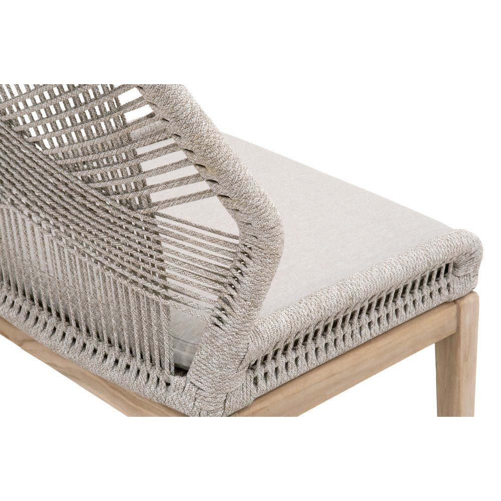 White Outdoor Dining Chair 2-Piece Set, Teak Base, Rope Weave