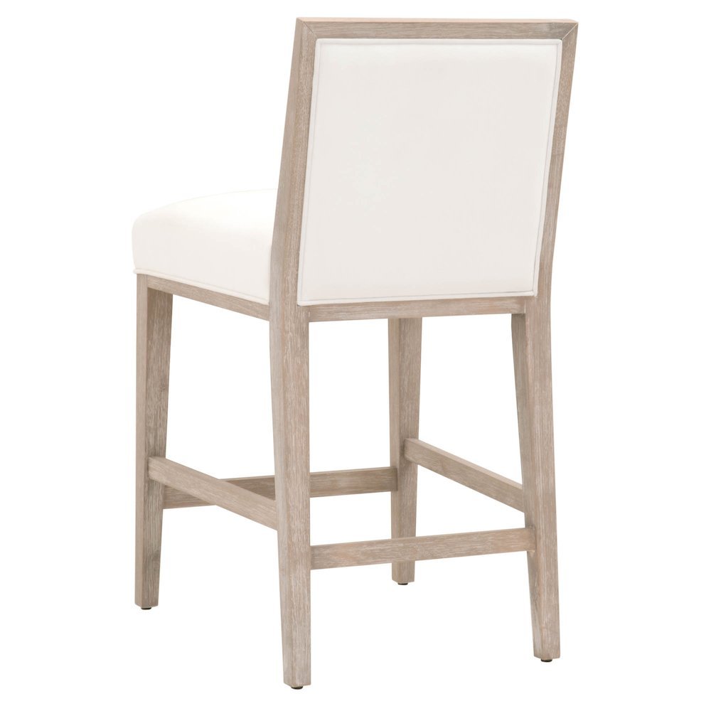 White Counter Stool 2-Piece Set, Upholstered, Rubberwood Frame