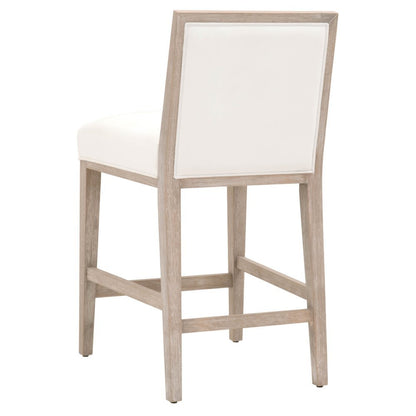 White Counter Stool 2-Piece Set, Upholstered, Rubberwood Frame