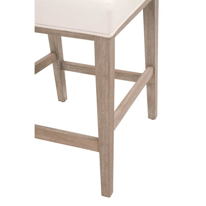 White Counter Stool 2-Piece Set, Upholstered, Rubberwood Frame