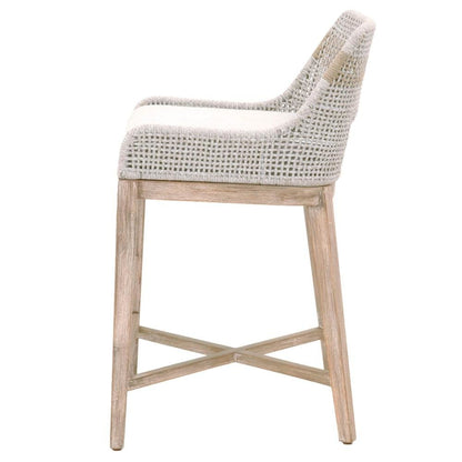 Gray Counter Stool with Mahogany Frame – Counter Height Chair Bar Seat