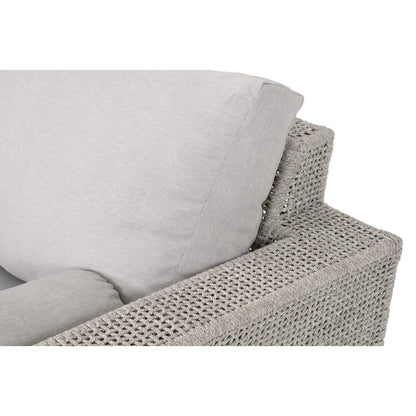 White Outdoor Sofa 90 Inches, Teak Base, Rope Weave, Removable Cushions