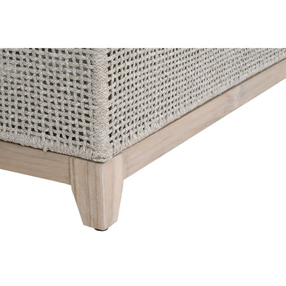 White Outdoor Sofa 90 Inches, Teak Base, Rope Weave, Removable Cushions
