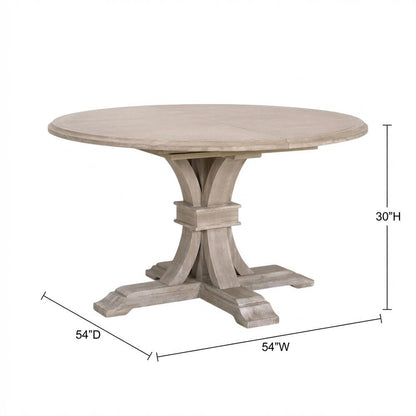 Solid Acacia 54-Inch Round Dining Table with Extension Leaf