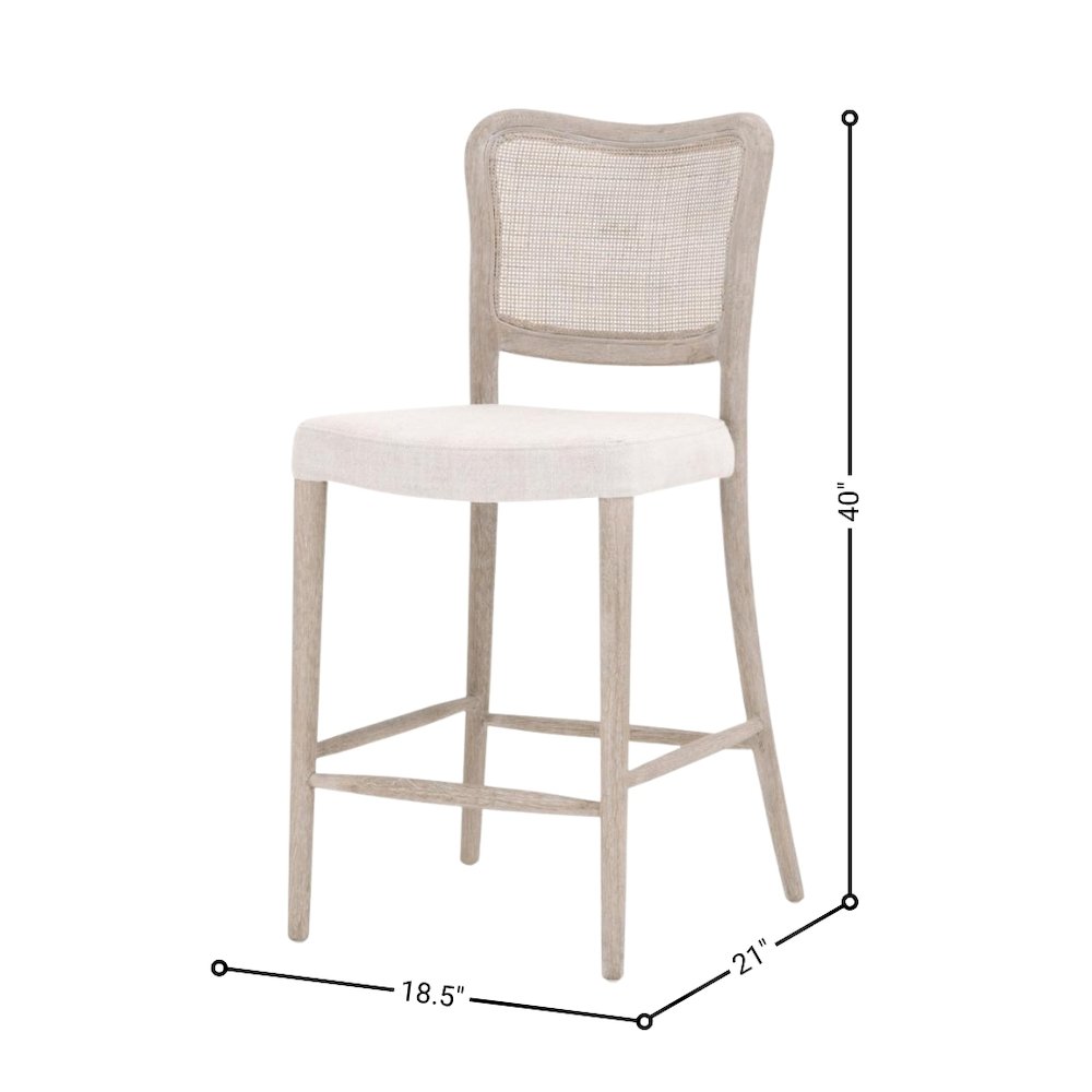 Gray Counter Stool with Backrest – Wooden Counter Height Bar Chair