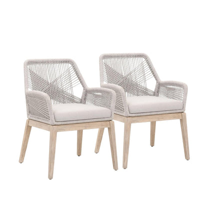 Gray Woven Armchair Set – Accent Chairs Set of 2 for Living Room Seating