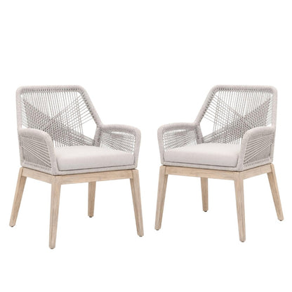 Gray Woven Armchair Set – Accent Chairs Set of 2 for Living Room Seating