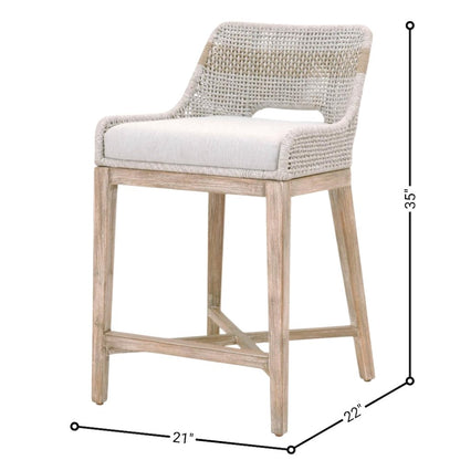 Gray Counter Stool with Mahogany Frame – Counter Height Chair Bar Seat