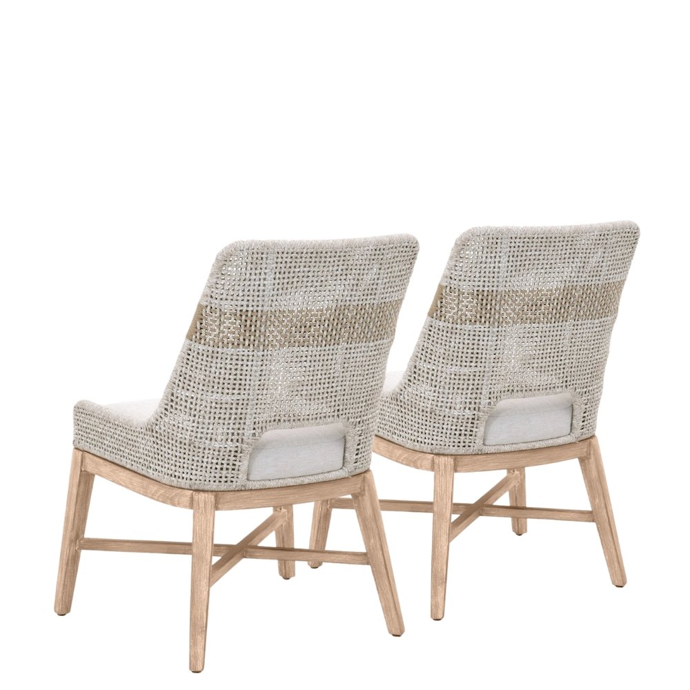 Gray Woven Chair Pair with Mahogany Frame, Accent Chairs Set of 2 Indoor