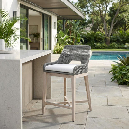 Transitional Outdoor Counter Stool with Removable Cushion and Modern Design