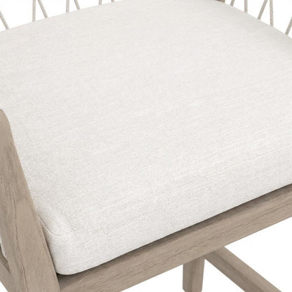 Transitional Pacific Outdoor Counter Stool, Reversible Seat Cushion, Wash Finish
