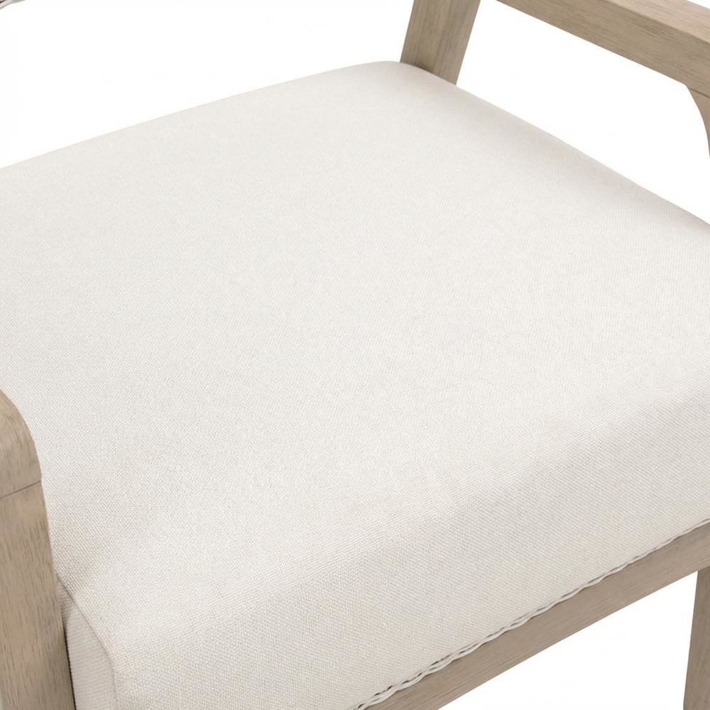 Transitional Outdoor Club Chair with Washed Ever Teak Finish, Performance Fabric