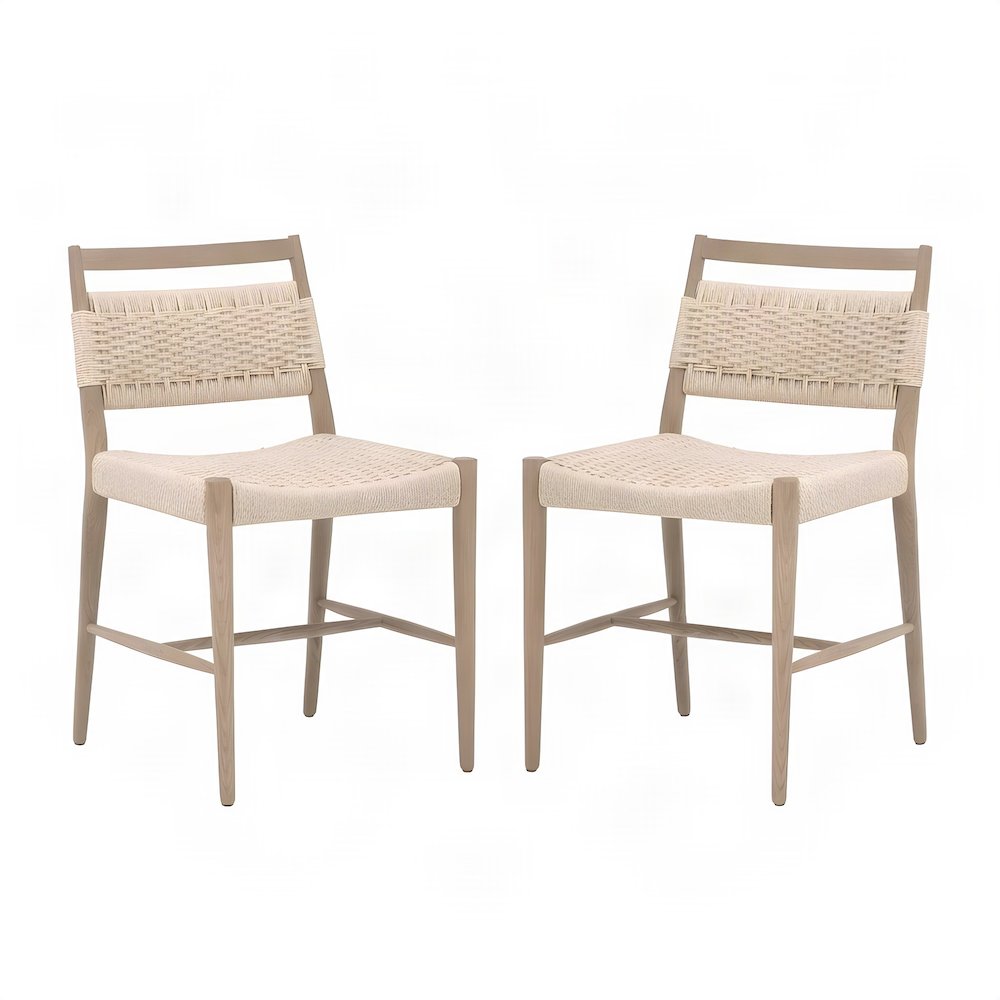 Starlight Canyon Home Wood Dining, Blonde Paper Cord, Dining Chair Set of 2