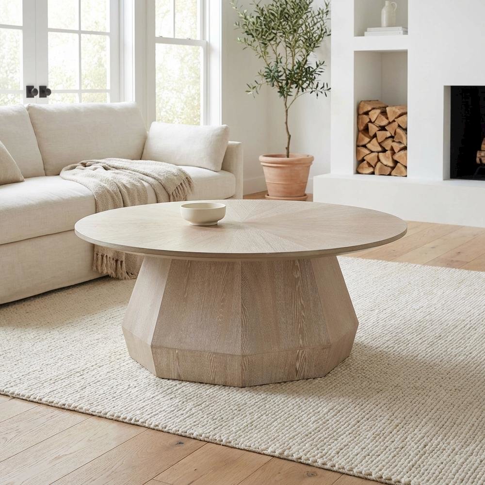 Gray Transitional Coffee Table with MDF and Ash Veneer Frame Finish Neutral Gray