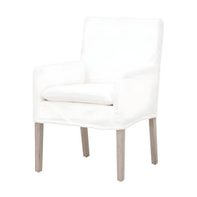 Upholstered Slipcover Arm Chair with Solid Oak Frame, Natural Gray Oak