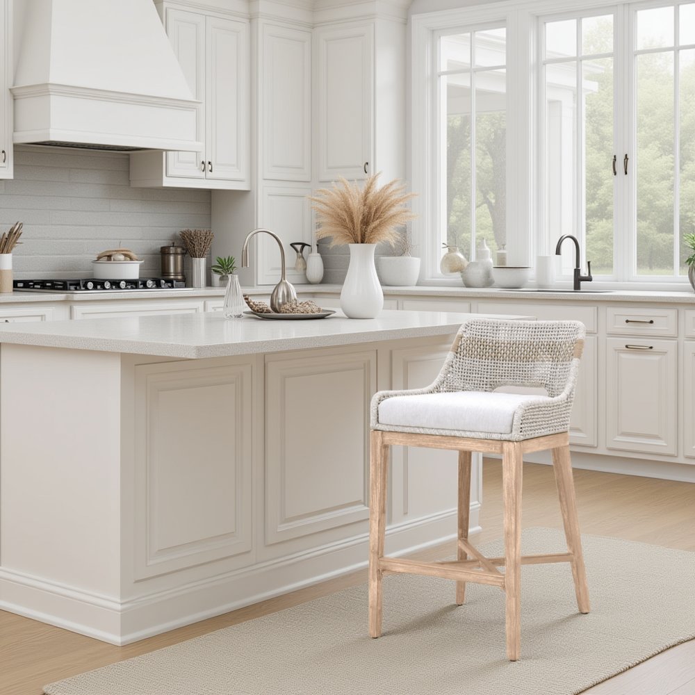 Gray Counter Height Bar Stool – Upholstered Kitchen Counter Chair