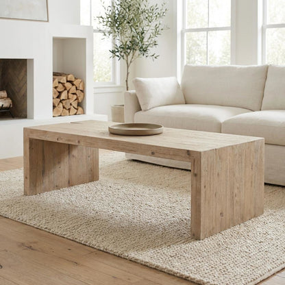 Gray Transitional Coffee Table with Solid Reclaimed Pine Frame and MDF Top