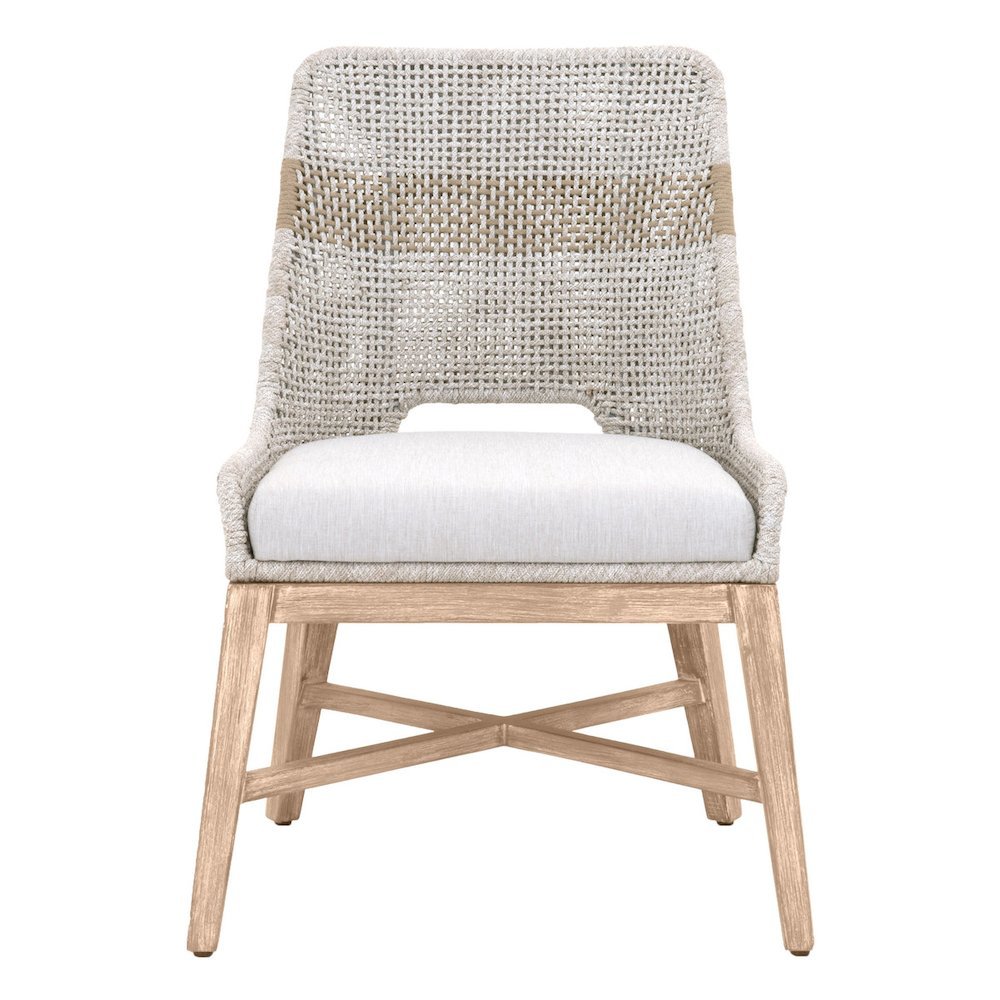 Gray Woven Chair Pair with Mahogany Frame, Accent Chairs Set of 2 Indoor