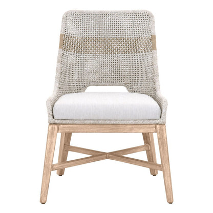 Gray Woven Chair Pair with Mahogany Frame, Accent Chairs Set of 2 Indoor