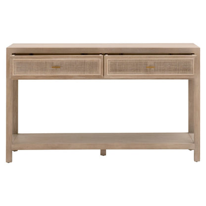 Bella Antique Transitional Cane 2-Drawer Entry Console