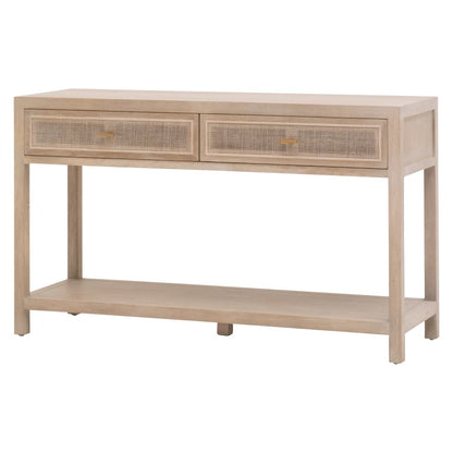 Bella Antique Transitional Cane 2-Drawer Entry Console