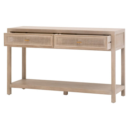 Bella Antique Transitional Cane 2-Drawer Entry Console