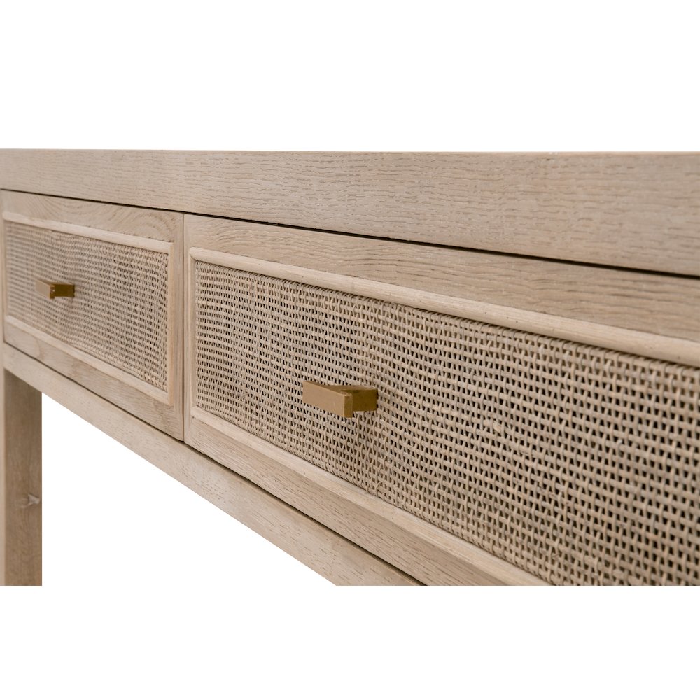 Bella Antique Transitional Cane 2-Drawer Entry Console