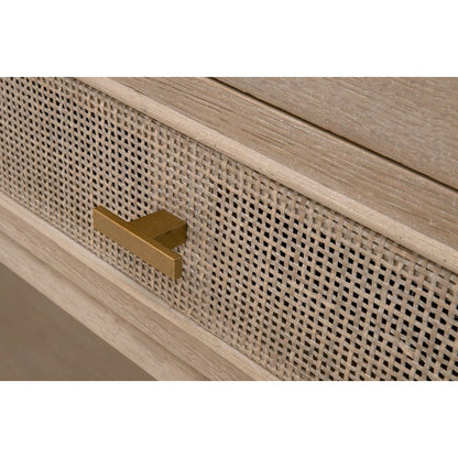 Bella Antique Transitional Cane 2-Drawer Entry Console