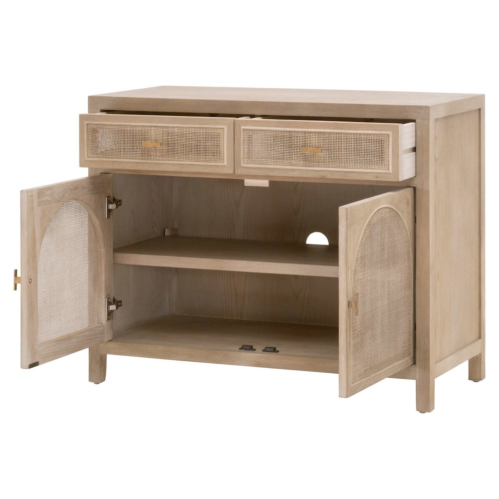 Bella Antique Transitional Cane Media Cabinet
