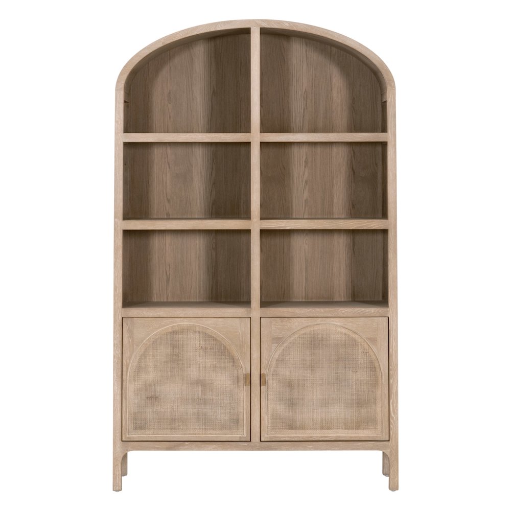 Bella Antique Transitional Cane Storage Bookcase