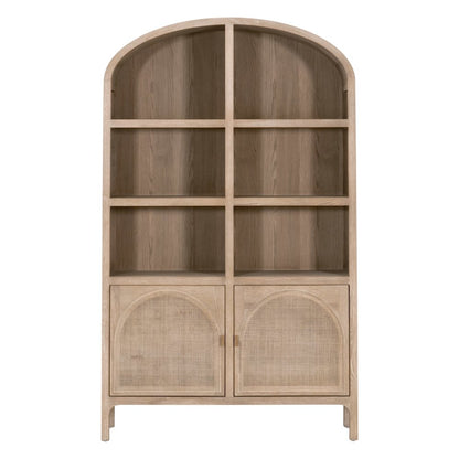Bella Antique Transitional Cane Storage Bookcase