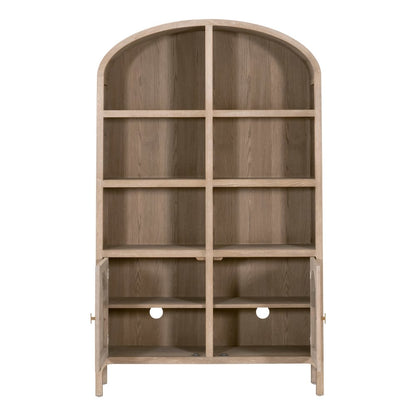 Bella Antique Transitional Cane Storage Bookcase