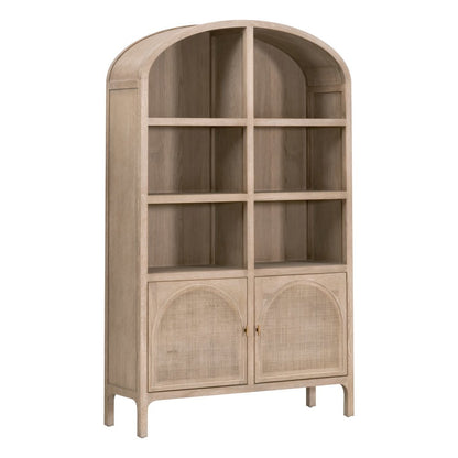Bella Antique Transitional Cane Storage Bookcase