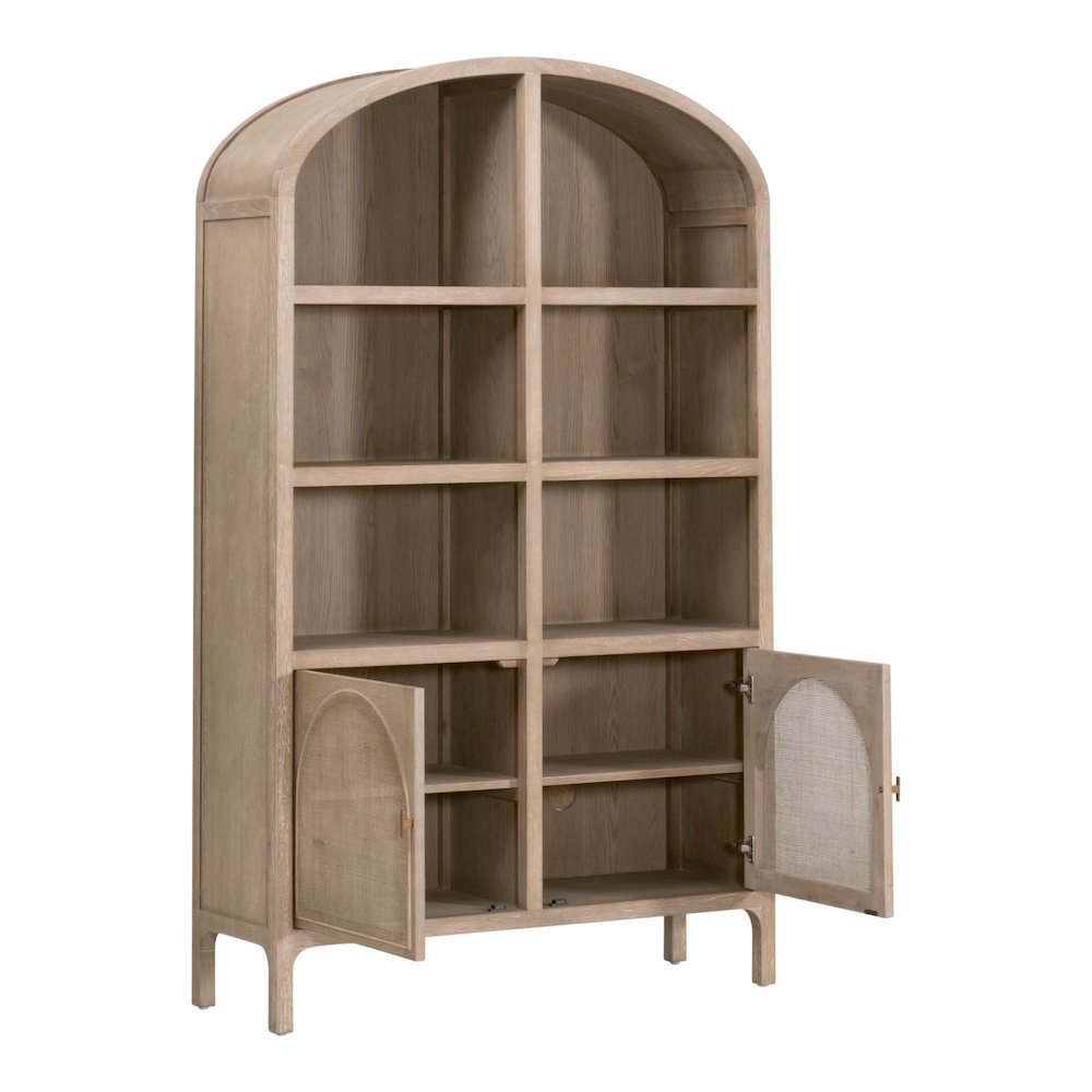 Bella Antique Transitional Cane Storage Bookcase